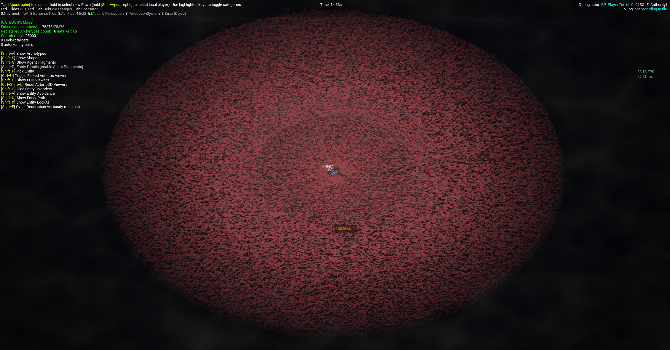 Stress test — 75k entities at 38 FPS